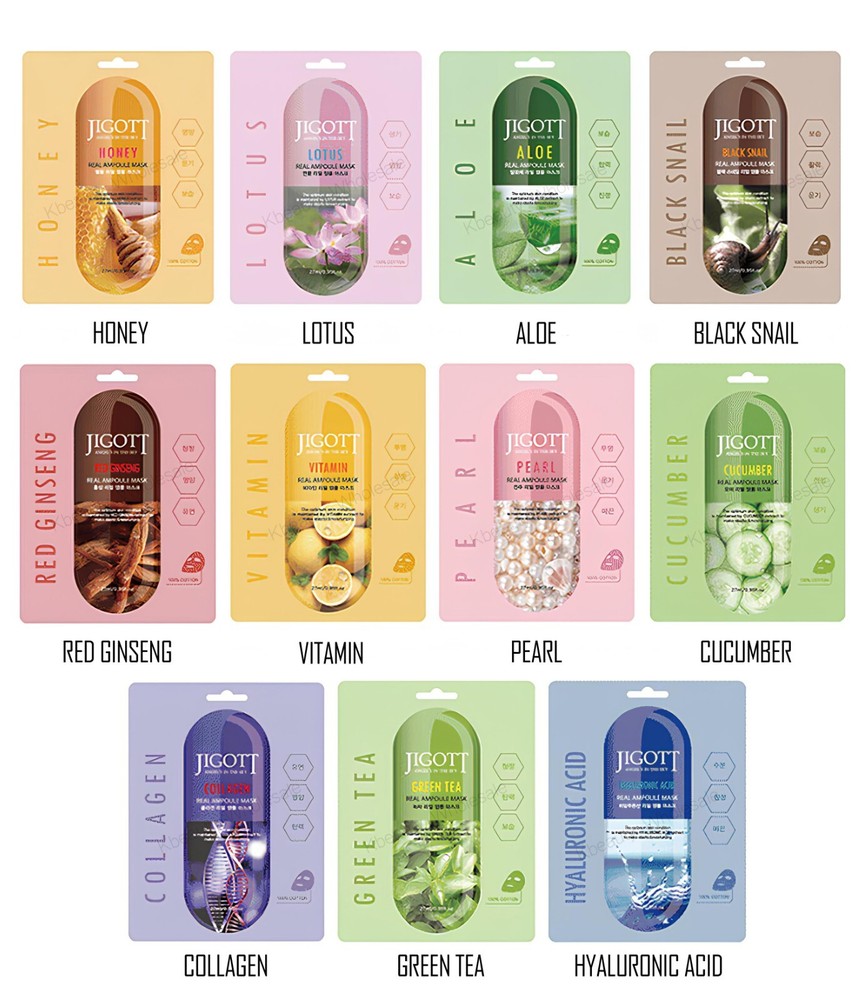 [Jigott]Real Ampoule Mask Sheets combo 22 |44 | 110  sheets. US, FAST SHIP