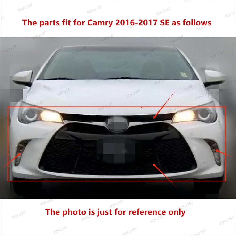 For Camry 2016-2017 SE Front Bumper Upper Lower Grille +2 Daytime Running Lights