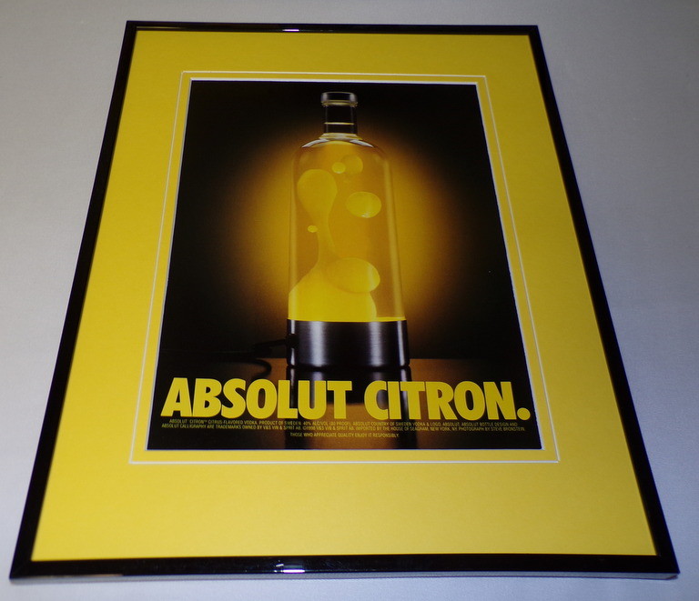 2000 Absolut Citron Vodka Framed 11x14 ORIGINAL Advertisement