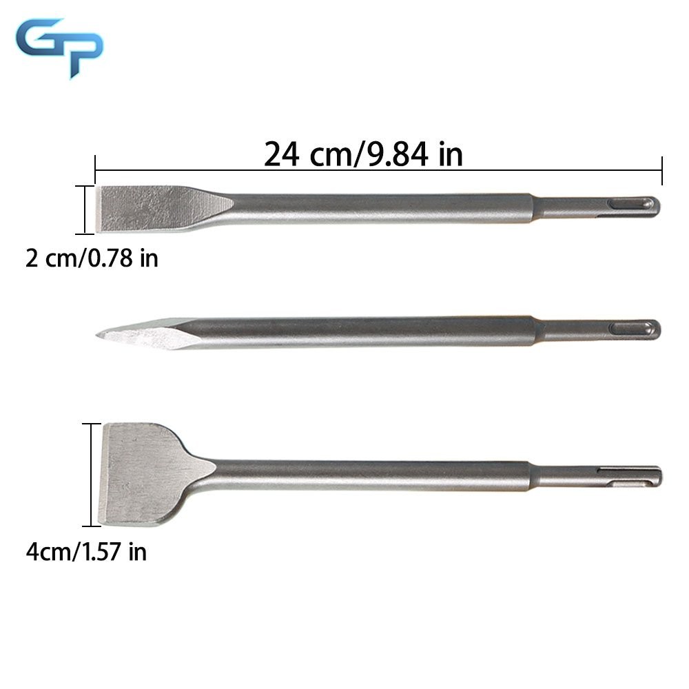New 6 Pcs SDS Plus Chisel Set Including Point Chisel And 20mm & 40mm Flat Chisel