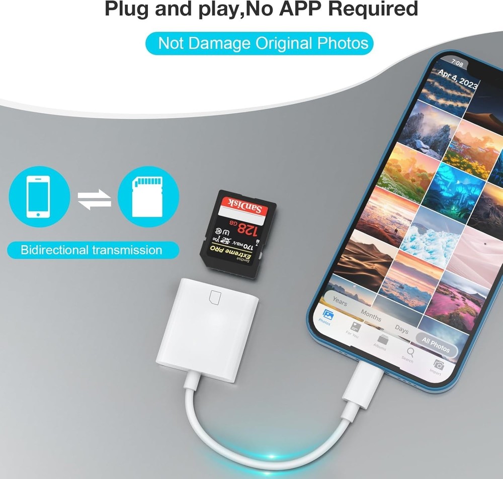 Lightning to SD Card Camera Reader for iPhone iPad,Memory Card Reader Trail Came