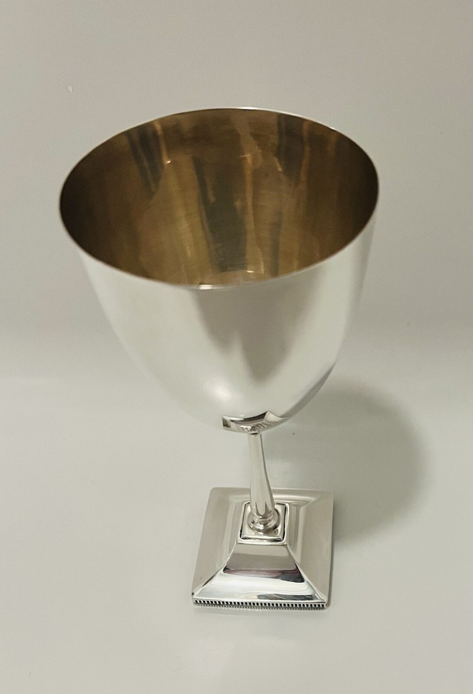 Antique Large Solid Silver Goblet Cup 19cm Tall Rare Design