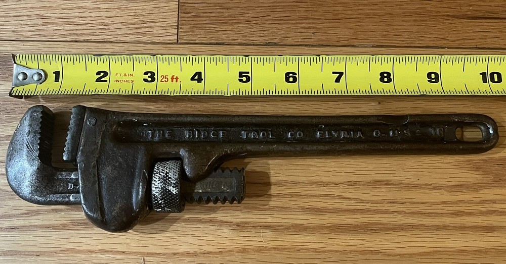 Vintage RIDGID Adjustable 10” Pipe Wrench - Working Condition, Hand Tools