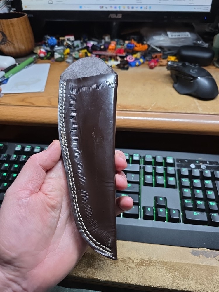 Brown LEATHER Fixed Blade Knife SHEATH Belt Loop Sheath is 9" Long