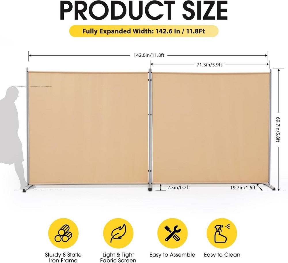 Single Large Panel Room Divider Privacy Screen Office Partition Separators