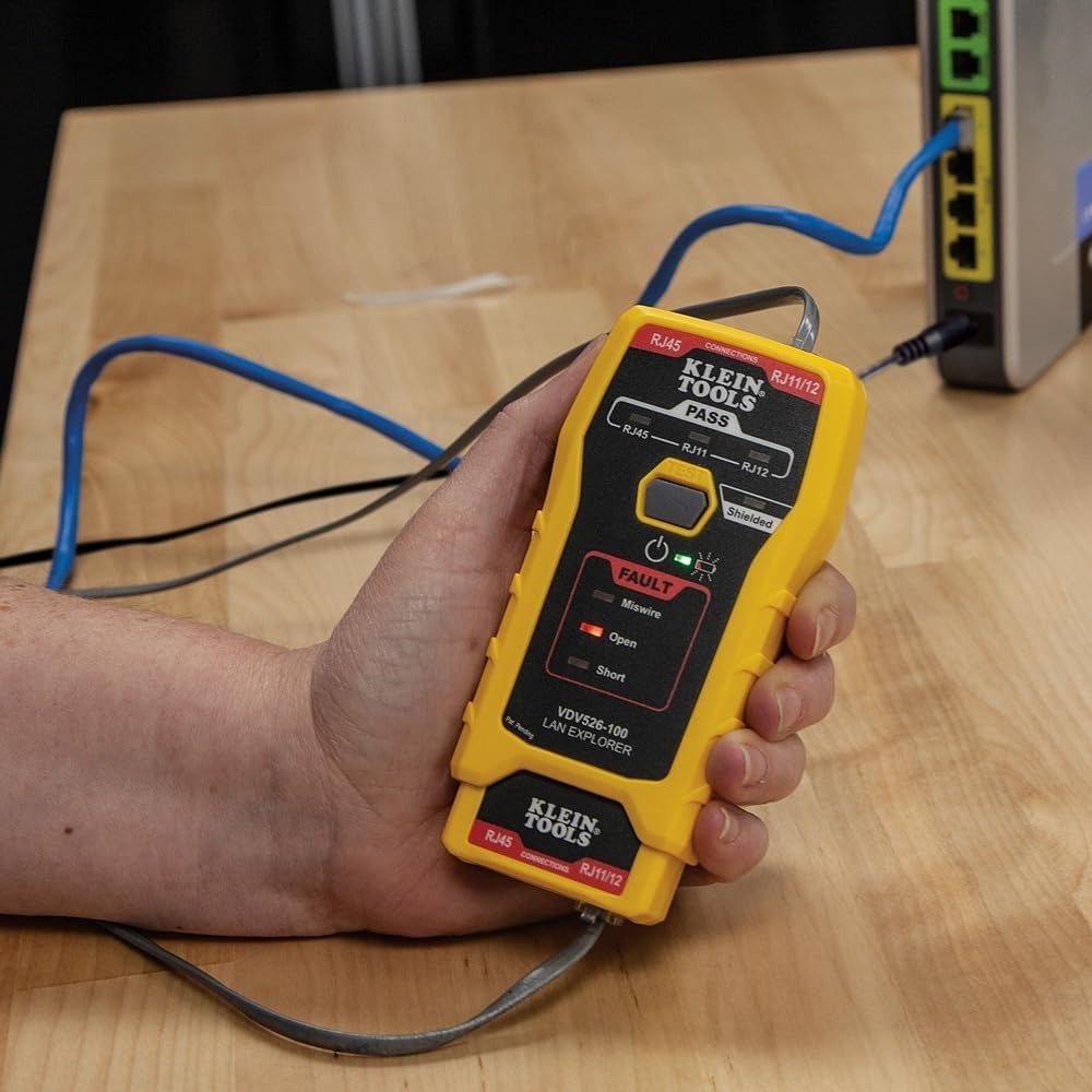 Pocket-Sized Network Cable Tester with Secure Remote Storage and Battery Power