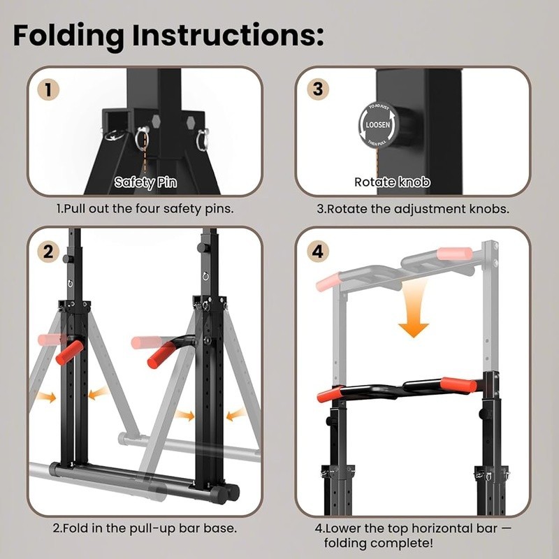 Adjustable Heavy Duty Pull Up Bar Station Foldable Dip Exercise Equipment New