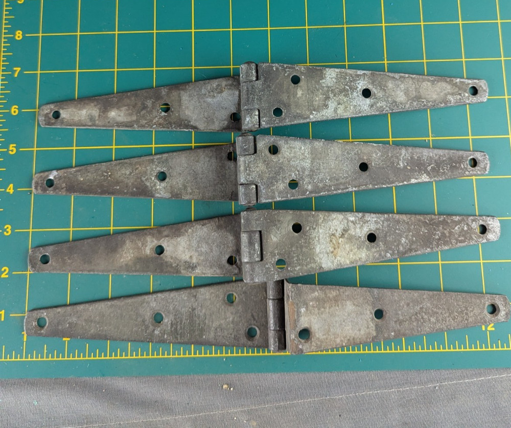 4 Antique Offset Strap Hinges Galvanized Steel 11 1/2" Long 1 1/16" Offset