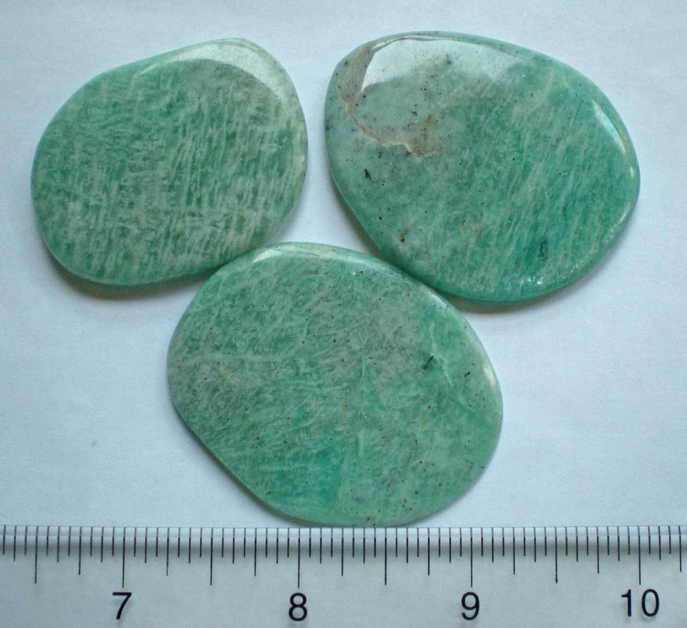 Amazonite - 3 Flat Palmstones sc920d