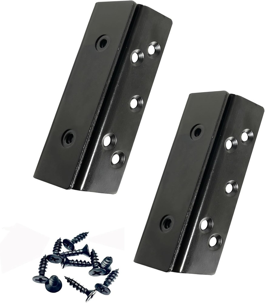 Bed Frame Hardware Post Double Hook Slot Brackets 2 Pieces, Black