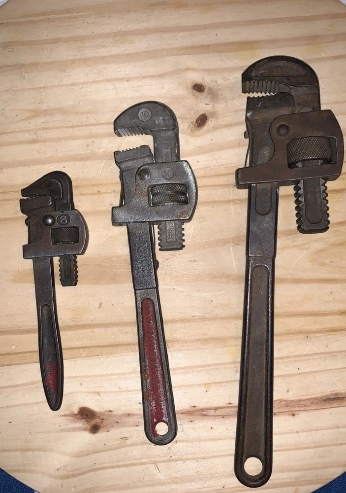3 Vintage Pipe Wrenches- 7", 10" And 14"