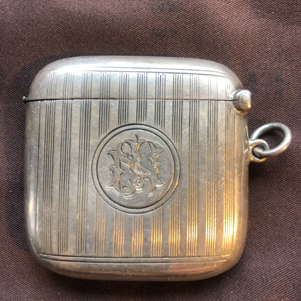 antique silver vesta ,bham 1908