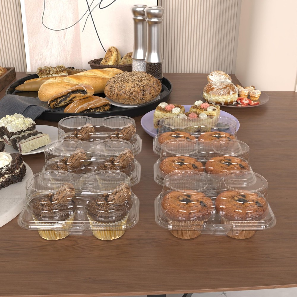 2 Count Cupcake Containers 75 Pack Holder with Connected Airtight Lid Boxes
