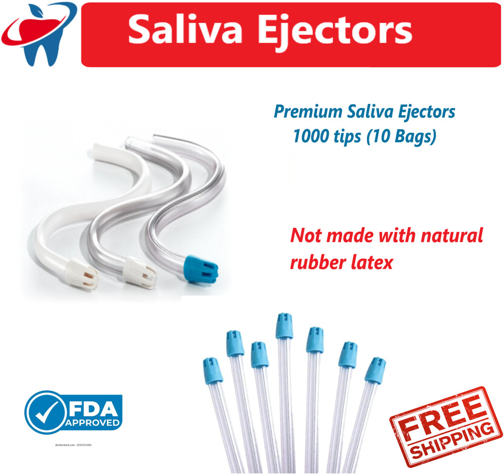 1000 (10 Bag) White Clear Dental Saliva Ejectors Ejector Disposable Suction Tips