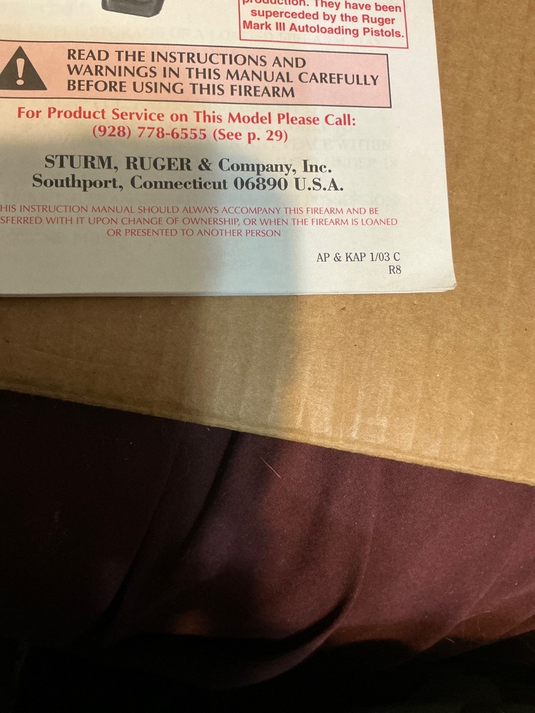 Used Ruger Mark ll Autoloading Pistols Standard, Target && Instruction Manual