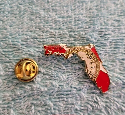Florida State Flag Map SHAPED lapel pin