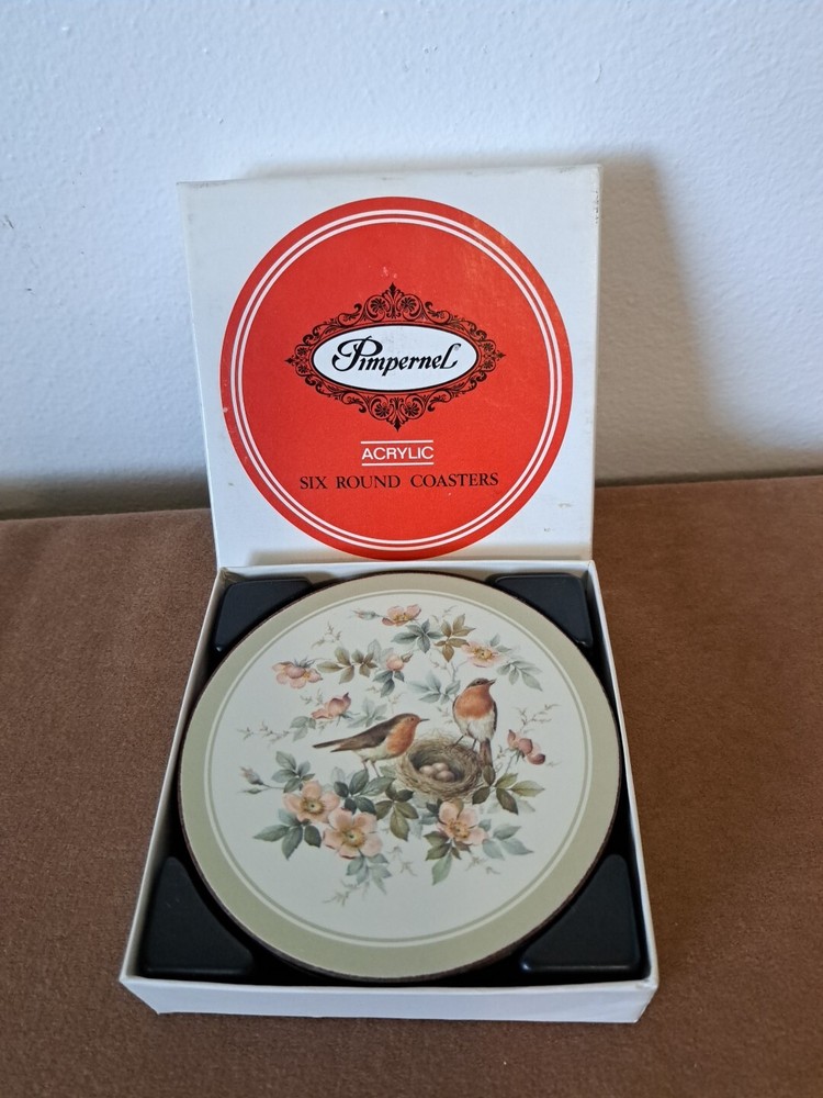 Vintage Robin's Nesting Coasters Acrylic Set