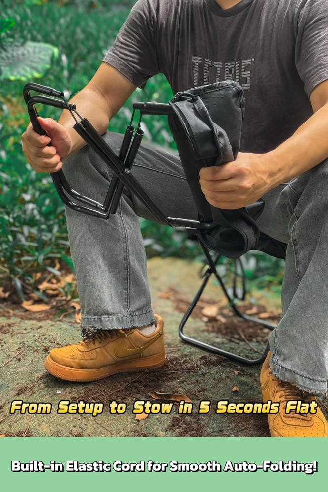 Portable Foldable Stool with Shoulder Strap, 350lbs Capacity for Camping
