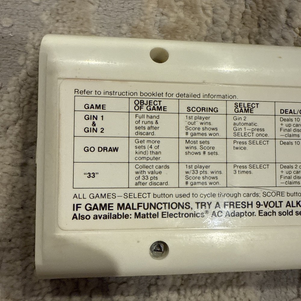 Vtg 1979 Mattel Electronics Computer Gin Handheld Game Console WORKS