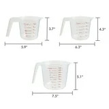 3 Piece Plastic Measuring Cups Set Tapered Spout