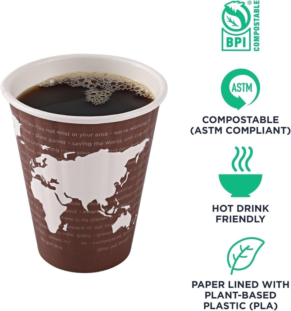 Compostable Coffee Cups 800 Pack 8oz