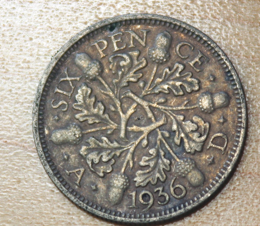 1936 Great Britain 6 Pence Silver