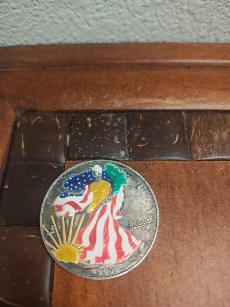 2000 Painted Walking Liberty Silver 1 oz American Eagle $1