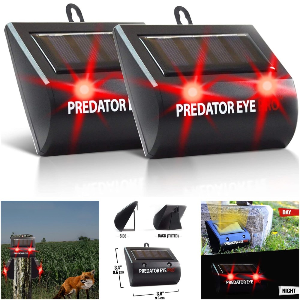 Solar-Powered Predator Light 4600 Sq Ft Night-Time Animal Control 2 Pack