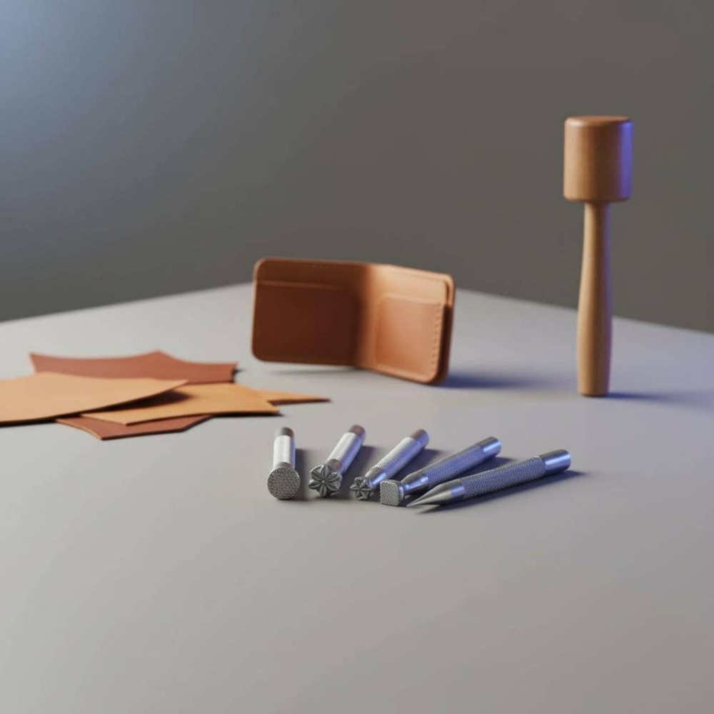 6 Pieces Leathercraft Stamping Tools Clear Designs Saddle Making Stamp Tools