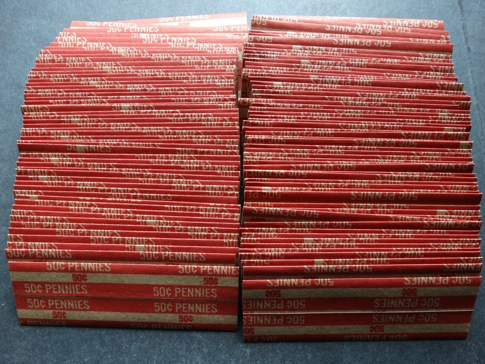 100 Penny Coin Striped Wrappers