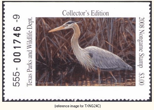 D2K Texas Non-Game Stamp 2008 $3.00 (heron)