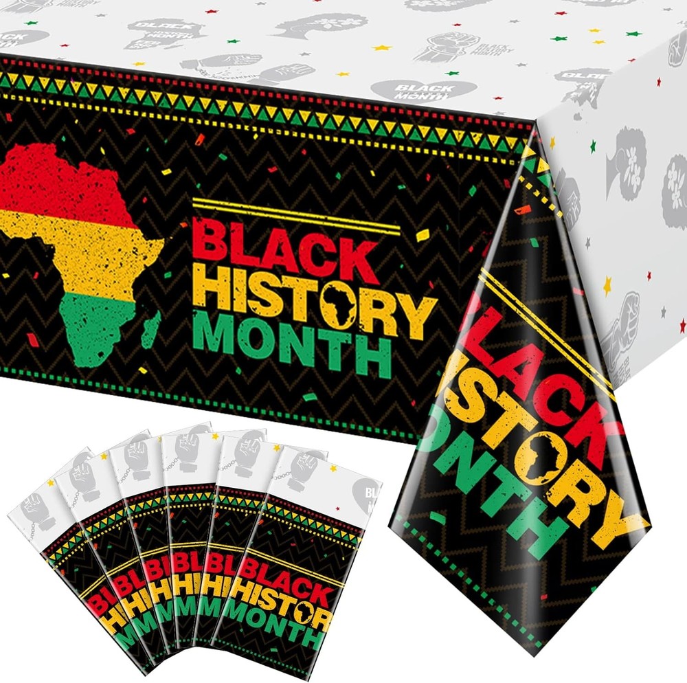 6 Pieces Black History Month Tablecloth 6 Pack,