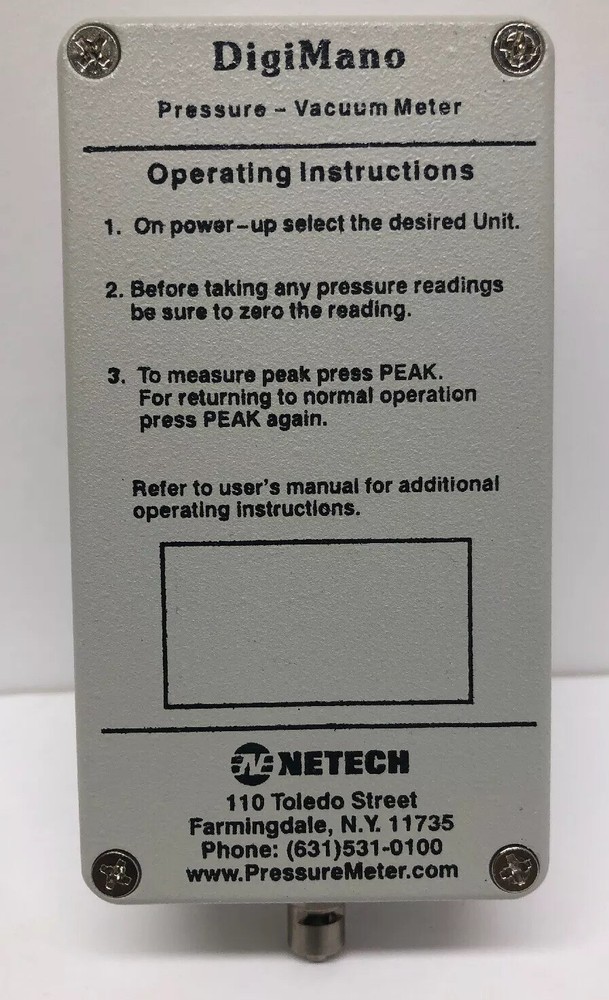 NETECH DIGIMANO PRESSURE / VACUUM METER 220-2CMH20