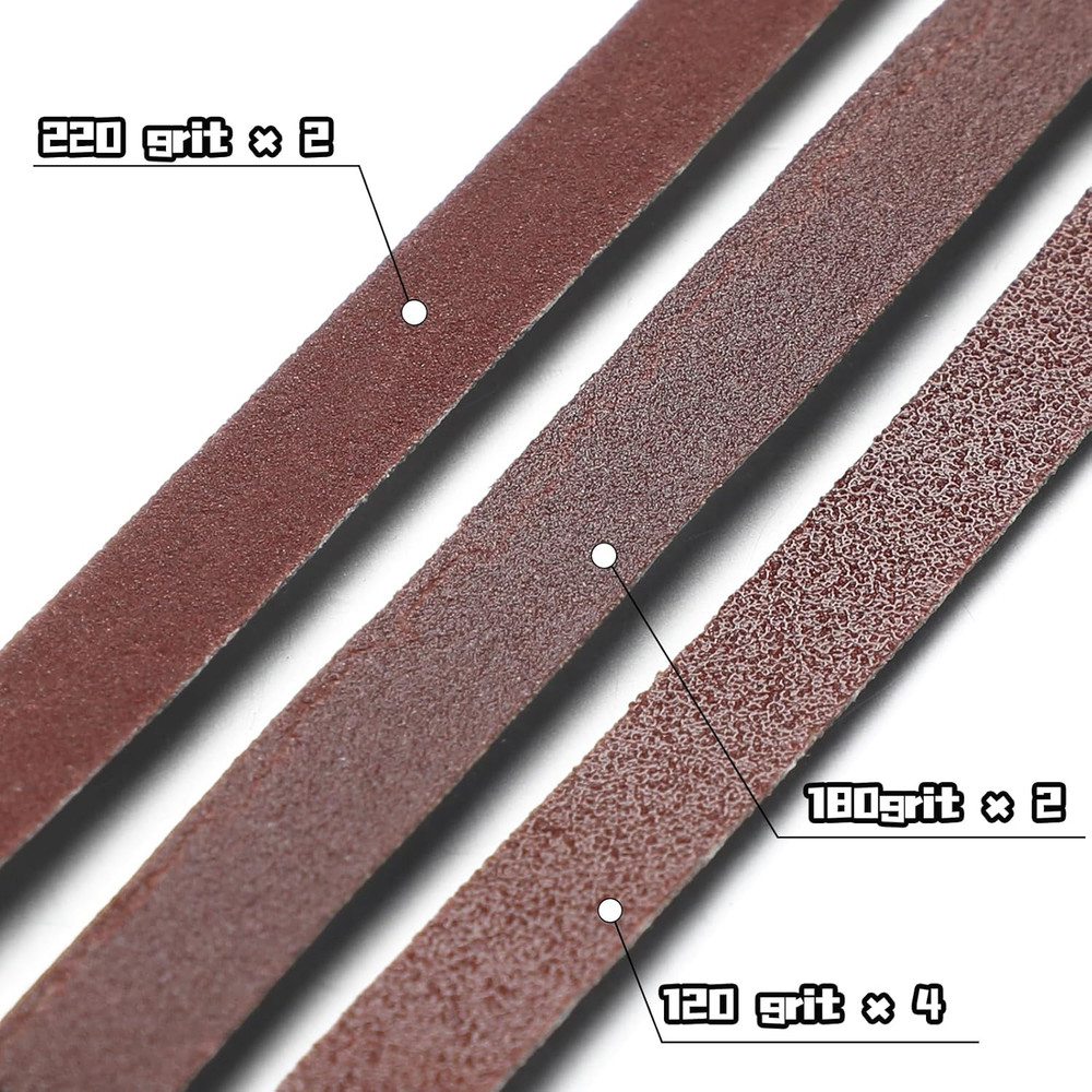 8 Pack Scroll Saw Sander Sanding Belts with 1/4 Inch Wide Assorted Grits Scroll