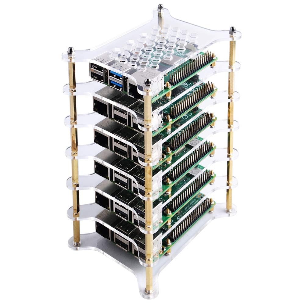6 Layer Stackable Clear Acrylic Rack Case Heatsink Raspberry Pi 4 3 2