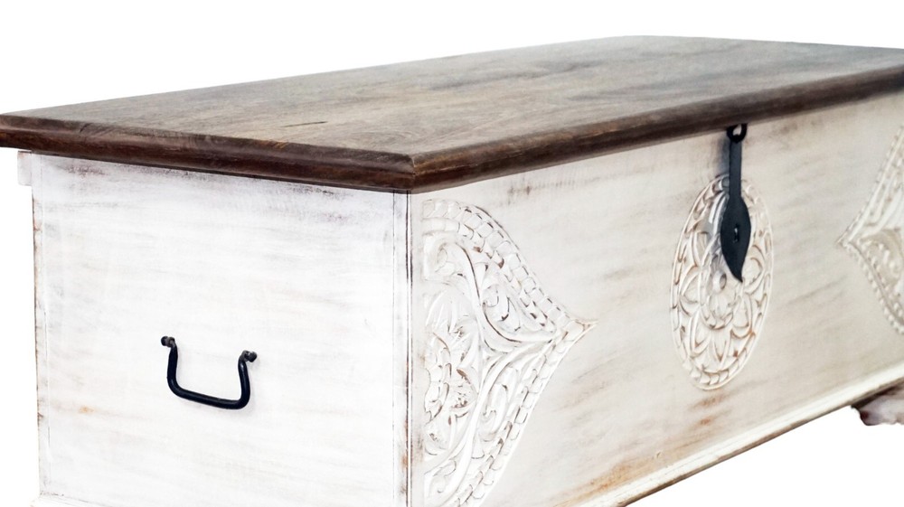 Hand-crafted large solid wood storage chest/ bench trunk/coffee table/ottoman
