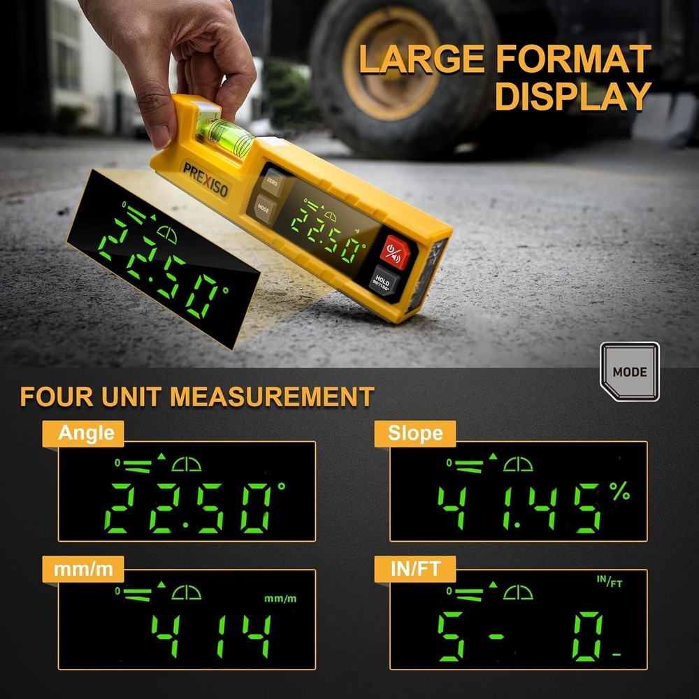 Digital Level & Protractor 7 inch Angle Finder Magnetic V-Groove Audio Indicator