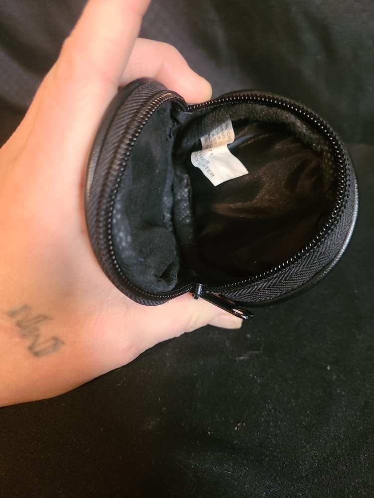 Patch Leather (Polyester) Round Coin Zipper Pouch Black