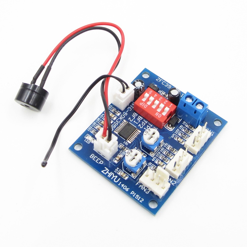 12V PWM PC CPU Fan Temperature Control Speed Controller Module High-Temp Alarm