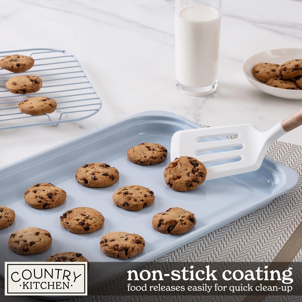 Country Kitchen Nonstick Stackable Bakeware Set - Deluxe 8 Pc, Light Blue