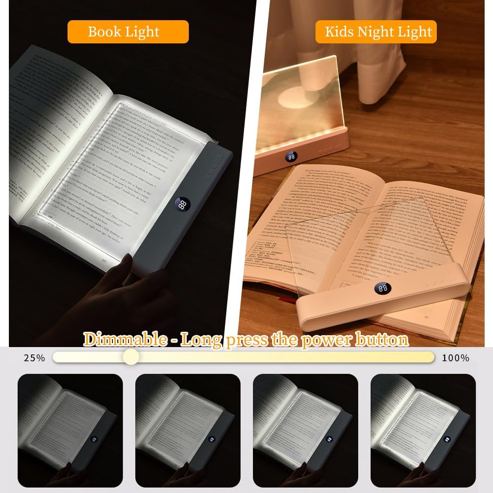 Rechargeable LED Book Light with Timer, Dimmable & 3 Color Options