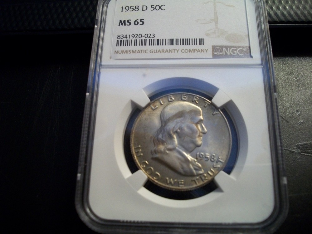 1958 D Franklin Half Dollar MS65 NGC Toned