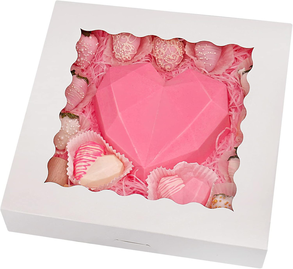 20 Pack 12x12x2.5” White Pie Boxes with Window – Auto Popup Bakery Boxes for Coo