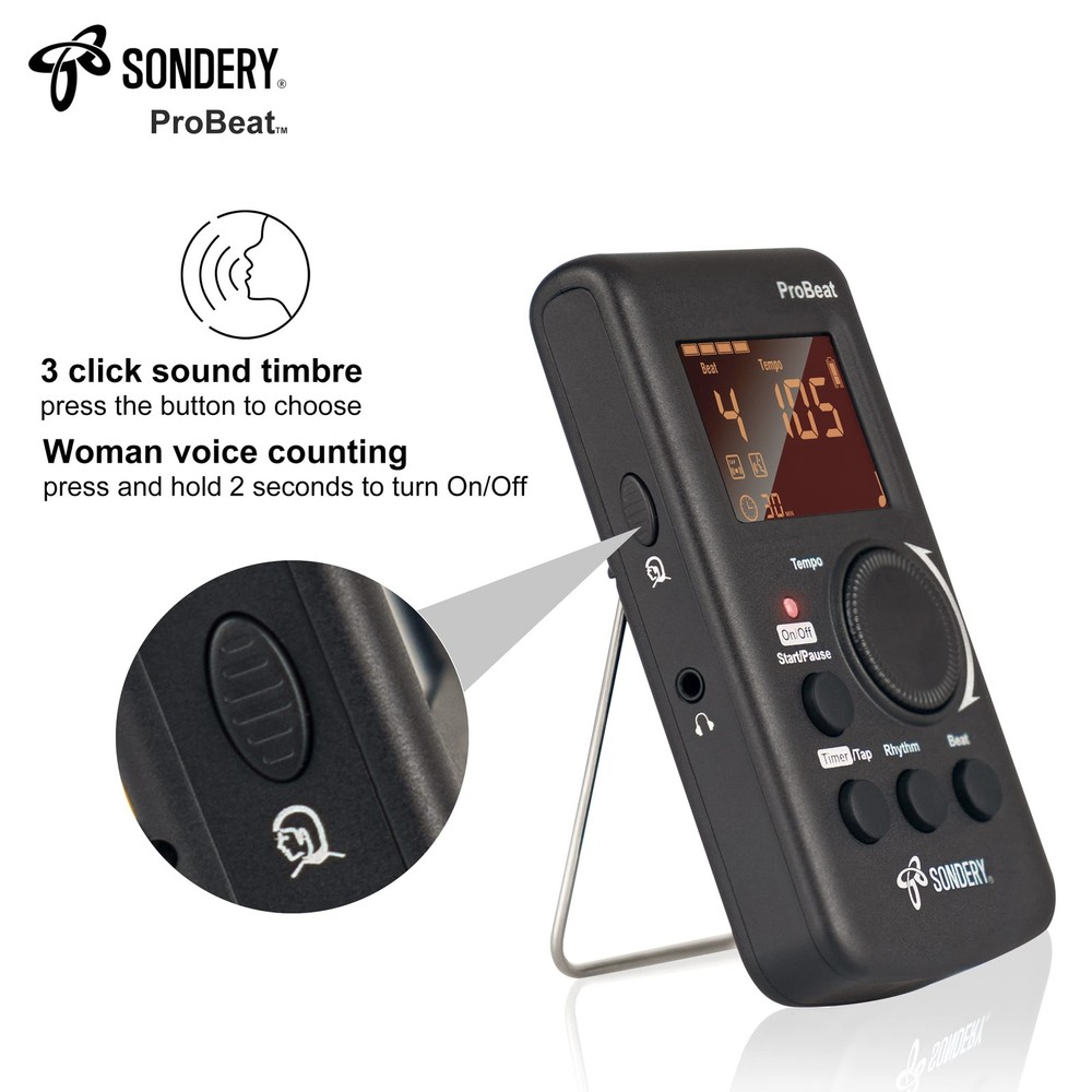 Digital Metronome Rechargeable English Vocal Counting with Timer Function for...
