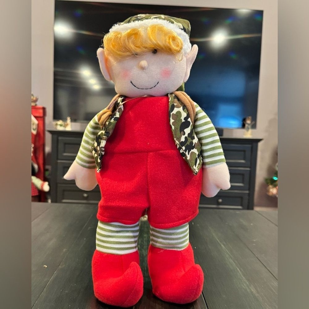 Decorative Plush 18" Holiday Elf Camo with Backpack