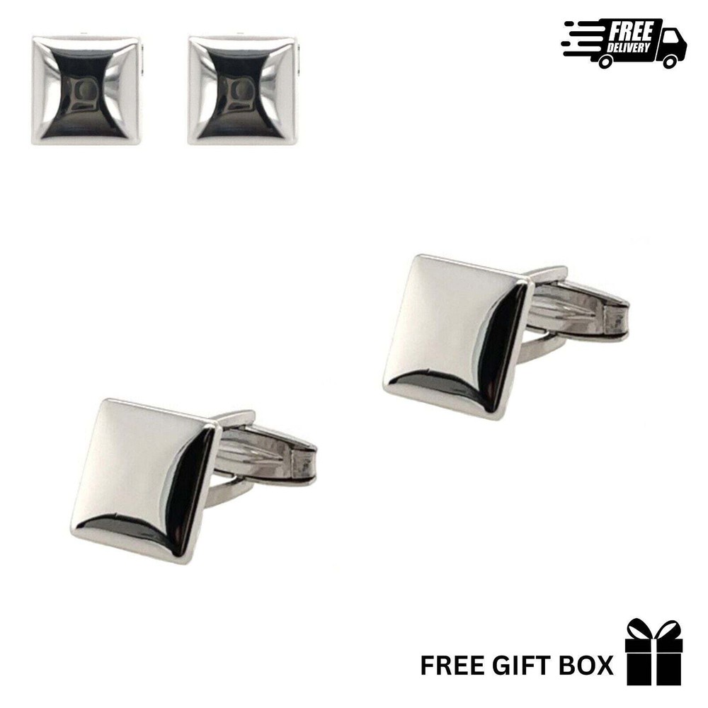 925 Sterling Silver Italy Square Cufflinks