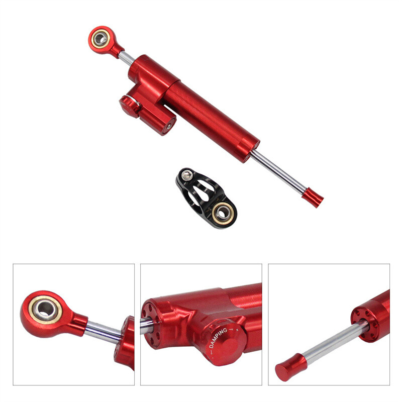 Universal Motorcycle Steering Damper Stabilizer Linear Reversed Safe Control Red