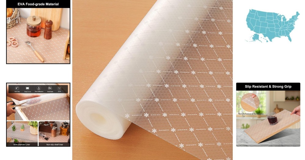 Removable Waterproof Kitchen Shelf Liner - Eco-Friendly EVA with Elegant Pattern