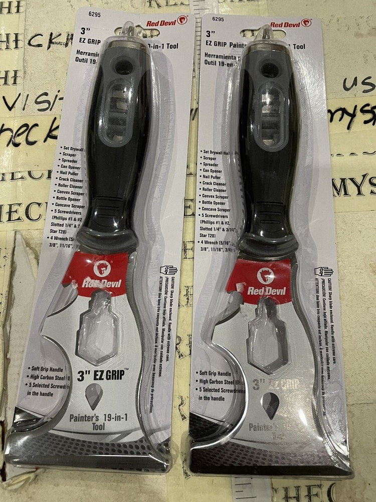 2X Red Devil 6295 EZ Grip 3" Painter's 19 In 1 Tool With Soft Grip Handle