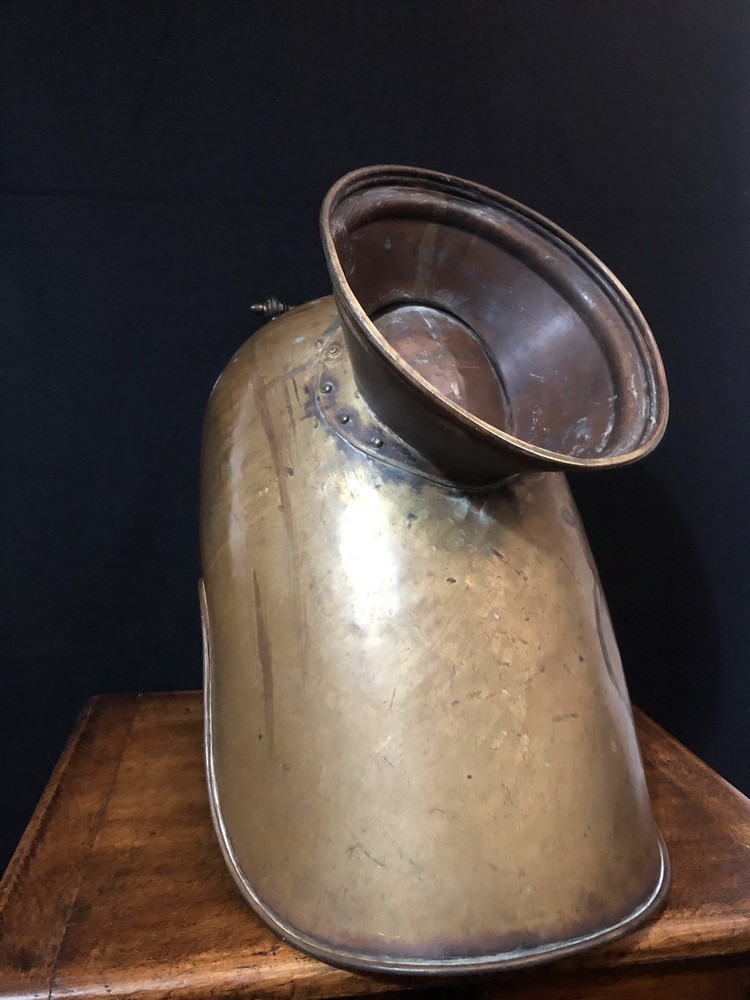 Large Victorian Brass Helmet Coal Scuttle